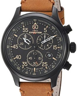 Timex Men's Expedition Field Chronograph Tan/Black Leather Strap Watch