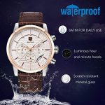 Chronograph Waterproof Watch - Stylish Business and Sport Design with Brown Leather Band