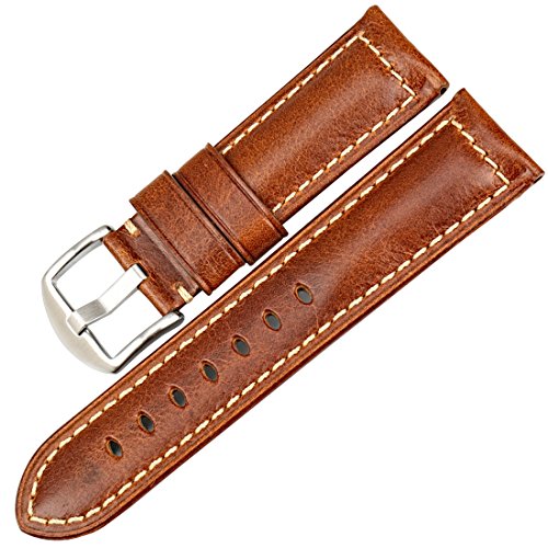 MAIKES Vintage Oil Wax Leather Strap Watch Band 5 Colors Available