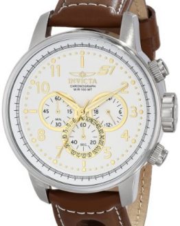 Invicta Men's S1 "Rally" Stainless Steel Watch with Brown Leather Band