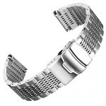 Brushed Silver 22mm Watch Band Stainless Steel Bracelet Watch Strap