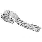 Solid Shark Mesh 18mm Stainless Steel Watch Band, Diving Wrist Silver Watch