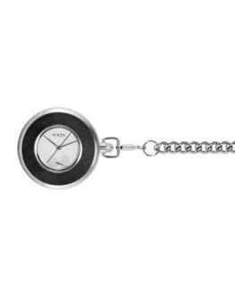 Upgrade Your Look with Nixon Highball Men's Pocket Watch in Silver Tone and Black Leather.