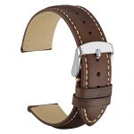 WOCCI 20mm Watch Band - Vintage Leather Watch Strap Dark Brown