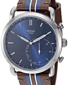 Fossil Men's Stainless Steel Hybrid Watch with Leather Strap, Brown