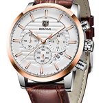 Chronograph Waterproof Watch - Stylish Business and Sport Design with Brown Leather Band