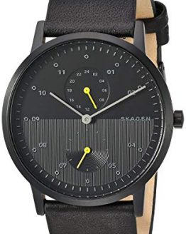 Skagen Men's Kristoffer Multi Quartz Leather Watch Color: Black IP/Black