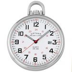 Gotham Men's Stainless Steel Analog Quartz Date Railroad Style Pocket Watch