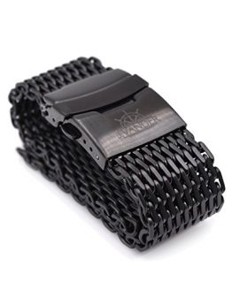 J.VANDER 24mm Brushed PVD Stainless Steel Shark Mesh Dive Watch Band Strap
