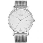 BUREI Men's Fashion Minimalist Wrist Watch Analog Date with Stainless Steel