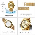 JewelryWe Luxury Men's 3 Eyes Calendar Watch Stainless Steel Mesh Band Quartz