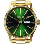Nixon Mens Sentry SS Gold Green Sunray Watch
