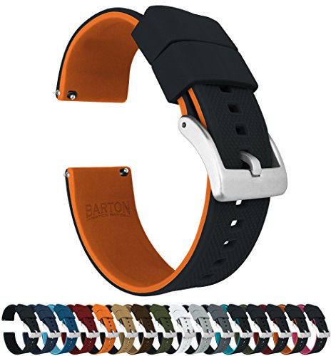22mm Black/Pumpkin Orange - Barton Elite Silicone Watch Bands