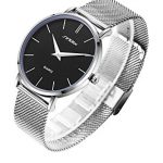 SINOBI Ultra Thin Minimalist Stainless Steel Mesh Band Mens Watch Unisex
