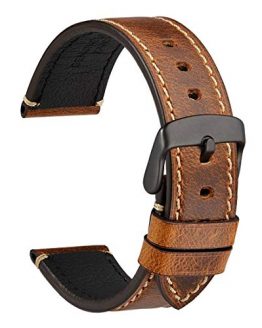 WOCCI 22mm Watch Band, Premium Saddle Style Vintage Leather Watch Strap