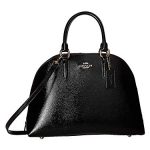 COACH Quinn Satchel in Crossgrain Patent Leather Li/Black One Size