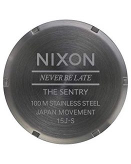 Nixon Mens The Sentry Leather Watch - Black/Gunmetal Grey