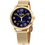 Coach Women's Delancey Gold Tone Stainless Mesh Bracelet Blue Dial Watch