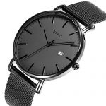 BUREI Men's Watch Ultra Thin Quartz Analog Wristwatch Date Calendar