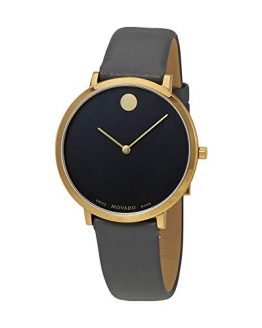 Movado Women's Museum 70th Anniversary 35mm Grey Leather Band Gold