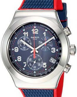 Swatch Irony Stainless Steel Quartz Rubber Strap, Blue, 20 Casual Watch