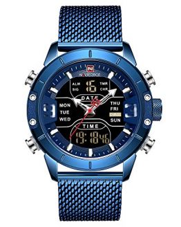 NAVIFORCE Digital Watch Men Waterproof Sports Watches Stainless Steel