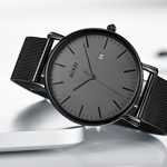 BUREI Men's Watch Ultra Thin Quartz Analog Wristwatch Date Calendar