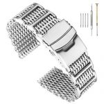 22mm Stylish Stainless Steel Shark Mesh Watch Band H-Link Expansion Watch Strap