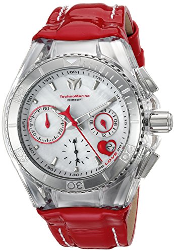 Technomarine Women's Cruise Stainless Steel Quartz Watch with Leather Calfskin Strap, red, 26 (Model: TM-115312) 1 Technomarine Women's Cruise Stainless Steel Quartz Watch