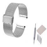 20/22mm Thin Solid Milan Mesh Stainless Steel Strap with Hook Buckle Classic