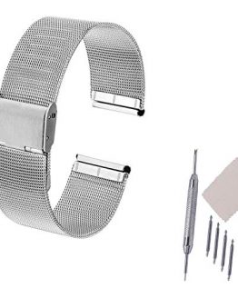 20/22mm Thin Solid Milan Mesh Stainless Steel Strap with Hook Buckle Classic