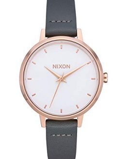 NIXON Medium Kensington Leather- Rose Gold/Gray - 50m Water Resistant