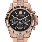 Michael Kors Everest Chronograph Black Dial Rose Gold-tone Ladies Watch