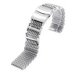 22mm Stylish Stainless Steel Shark Mesh Watch Band – Heavy-Duty H-Link Strap