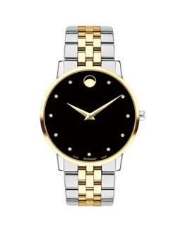 Movado Museum, Stainless Steel Yellow Pvd Case, Black Dial, Stainless Steel Bracelet