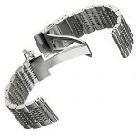 Side Brushed Intermediate Polished Mesh Braided Solid Stainless Steel Watch