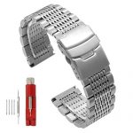 Side Brushed Intermediate Polished Mesh Braided Solid Stainless Steel Watch