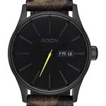 NIXON Sentry Leather A105 - Black/Camo/Volt - 100m Water Resistant