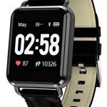 Fitness Tracker Heart Rate Monitor Leather Smartwatch Blood Pressure Bluetooth