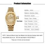 Classic Golden Stainless Steel Unisex Luxury Quartz Wrist Watches