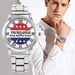 Donald Trump Wristwatch – American President Watch with Quartz Movement and American Flag Design 🇺🇸⏱️
