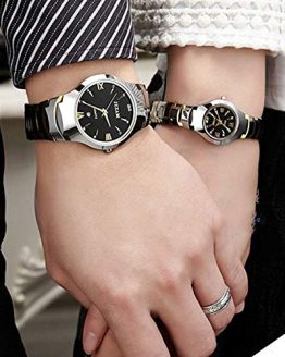 JewelryWe Men's Womens Wrist Watch Tungsten Carbide Calendar Quartz His