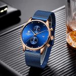 Men's Watch Fashion Ultra Thin Waterproof Watches with Chronograph Mesh