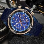 Mens Watches Analog Quartz Gold Black Silicone Strap Big Dial Wrist Watch