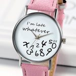 JewelryWe"I'm Late, Whatever" Print Watch Women Ladies Girls Love Gift Leather