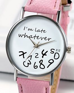 JewelryWe"I'm Late, Whatever" Print Watch Women Ladies Girls Love Gift Leather