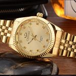 Classic Golden Stainless Steel Unisex Luxury Quartz Wrist Watches