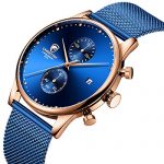 Men's Watch Fashion Ultra Thin Waterproof Watches with Chronograph Mesh
