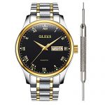 OLEVS Black Mens Inexpensive Great Watches for Men Black Waterproof Watch Calendar 2020 Stainless Steel with Date Analog Quartz Couple Watches Holiday Valentine's Day Gifts for Men