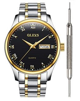 OLEVS Black Mens Inexpensive Great Watches for Men Black Waterproof Watch Calendar 2020 Stainless Steel with Date Analog Quartz Couple Watches Holiday Valentine's Day Gifts for Men